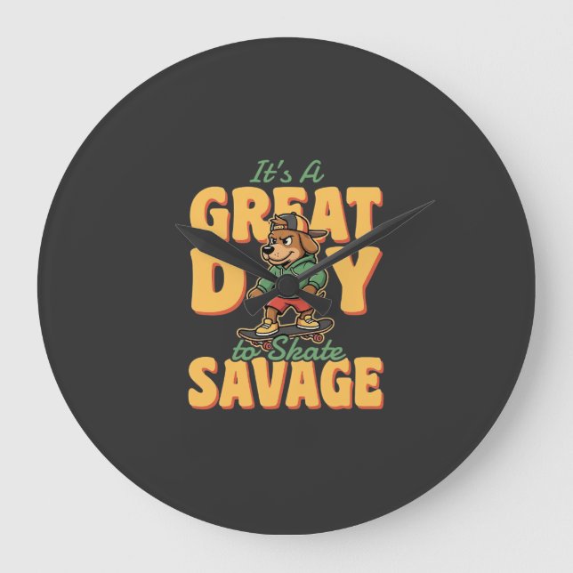 Skate Hund Stor Dag Savage Klocka (Framsida)
