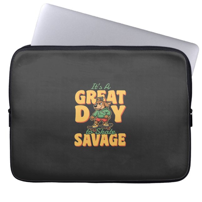 Skate Hund Stor Dag Savage Laptop Fodral (Framsidan)