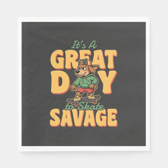 Skate Hund Stor Dag Savage Pappersservett (Framsidan)