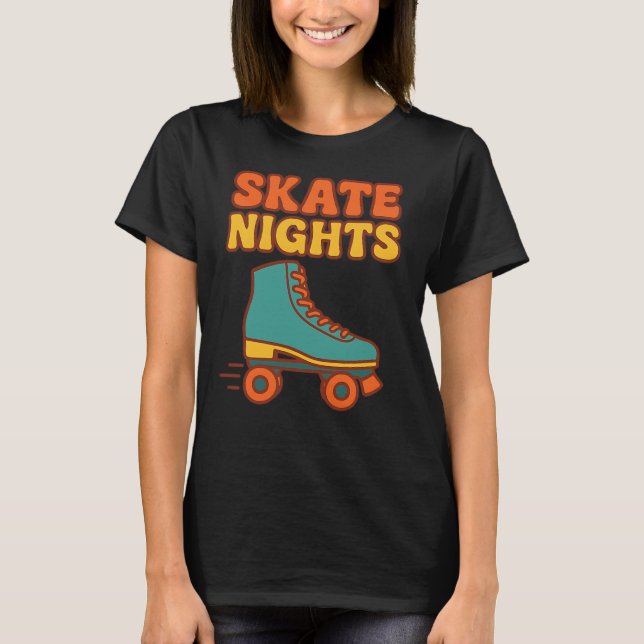 SKATE NIGHTS - rullskridskor T Shirt (Framsida)