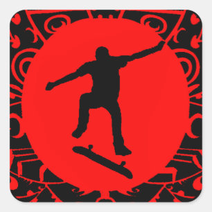 SKATE ON RED FYRKANTIGT KLISTERMÄRKE