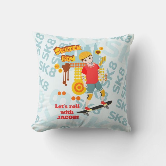 Skate Park Roligt Boy Födelsedagsfest Kudde (Framsida)