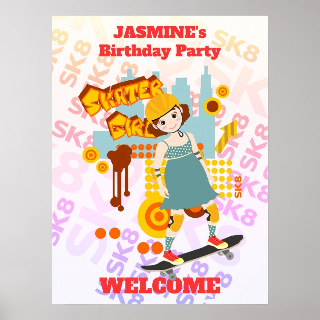 Skate Park Roligt Boy Födelsedagsfest Poster (Framsidan)