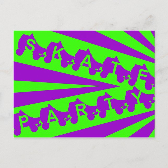 Skate party: 80-sekunders reflektor inbjudan vykort (Framsida)