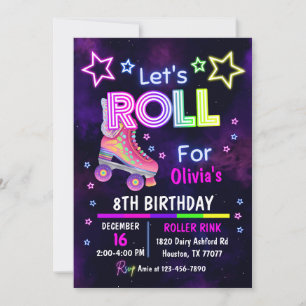 Skate Party Birthday bjudande, Roller Skating Inbjudningar