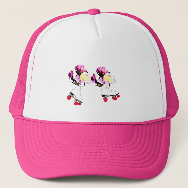 Skate & Peonies Trucker Hatt Keps (Framsida)