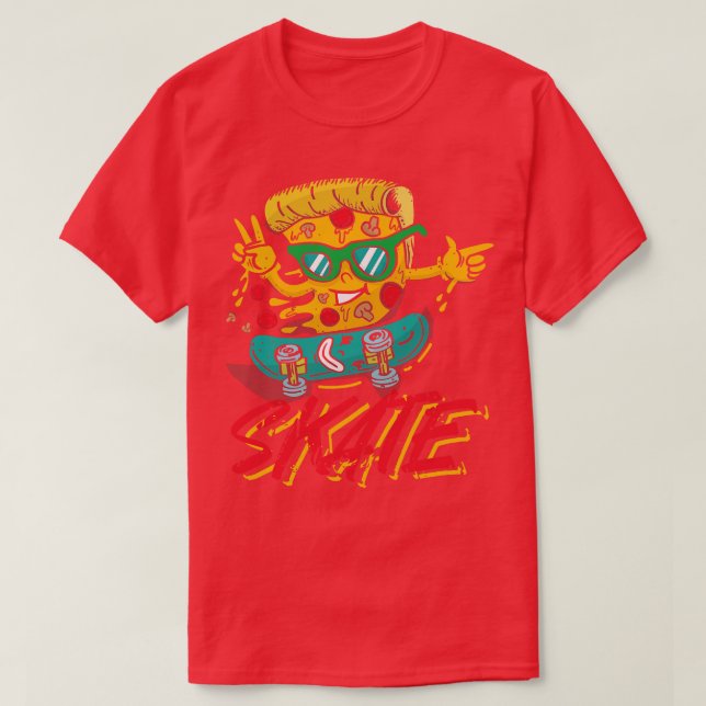 Skate Pizza - gigantiskt plattbröd T Shirt (Design framsida)