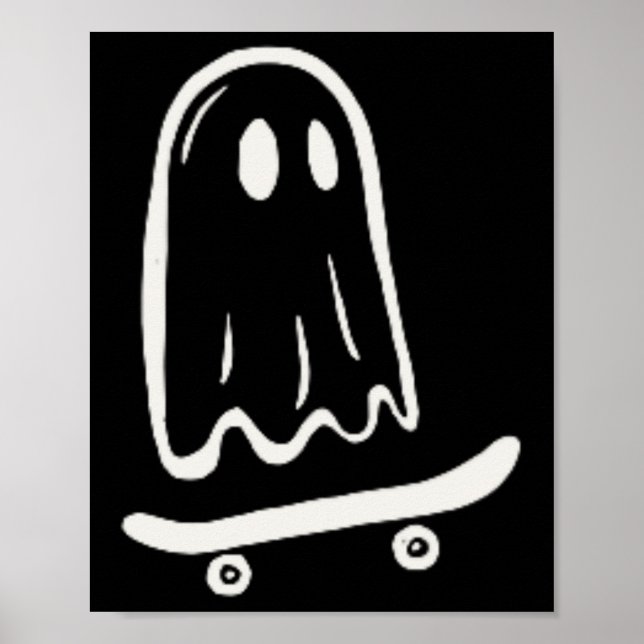 Skate Rad Skating Spöke Halloween Skateboardåkning Poster (Framsidan)