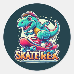 Skate Rex - Coola Dinosaur Sticker Runt Klistermärke