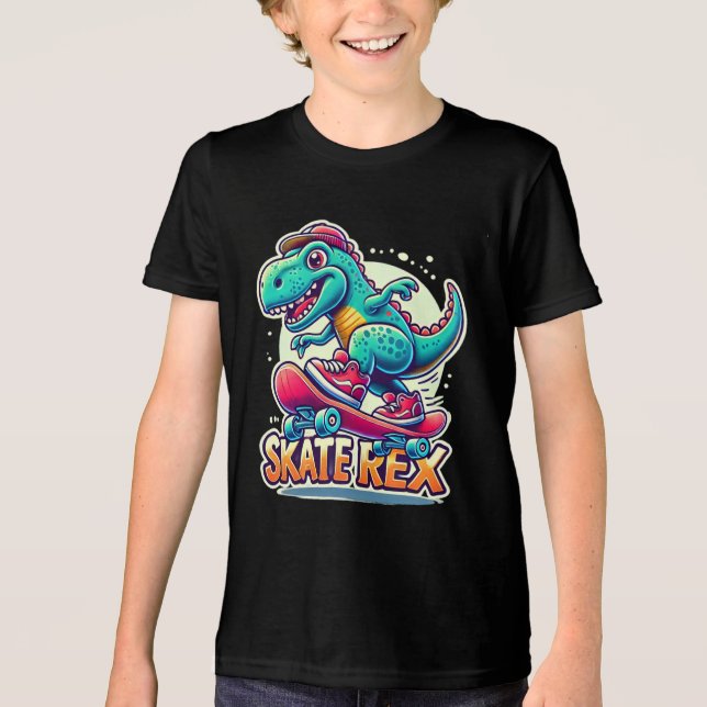 Skate Rex - Coola Dinosaur Tri-Blend Shirt T Shirt (Framsida)