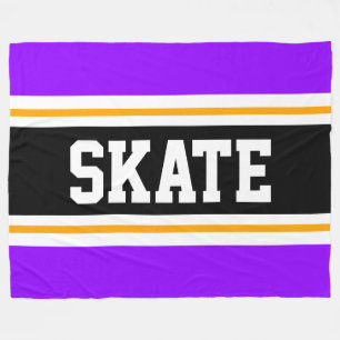 SKATE Roligt Wide Bright Lila Black Tävla Rand Fleecefilt