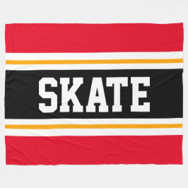 SKATE Roligt Wide Bright Red Black Tävla Rand Fleecefilt