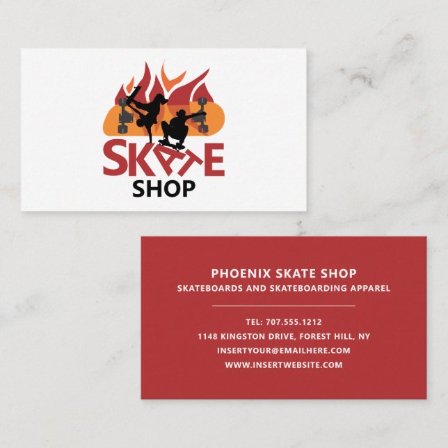Skate Shop, Skateboarding Visitkort (Fram/baksida)