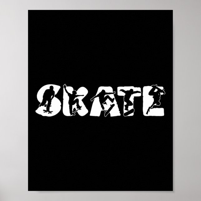 Skate Silhuett Skridsko Skateboard Skateboardåknin Poster (Framsidan)