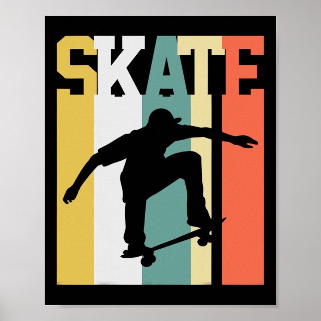Skate Skateboard Skateboarder Skateboarding Retro  Poster (Framsidan)