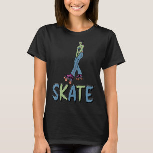Skate Skater Girl Roller Skates Boho Hippie Girl T Shirt