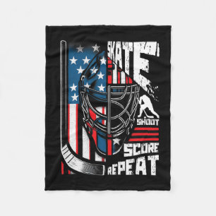 Skate Skjut Poäng Upprepa Ishockey Amerikansk Flag Fleecefilt