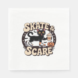 Skate & Skräm - Cute Black Cat Roller Skor over Pappersservett