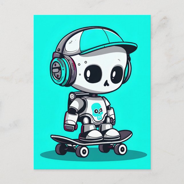 Skate SkullBot Meddelande Vykort (Framsida)