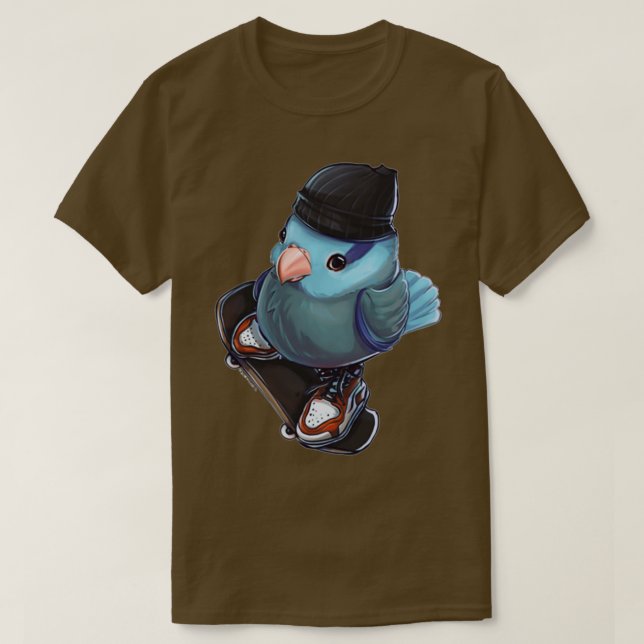 SKATEBIRD Skateboarding Parrot Cruising T Shirt (Design framsida)