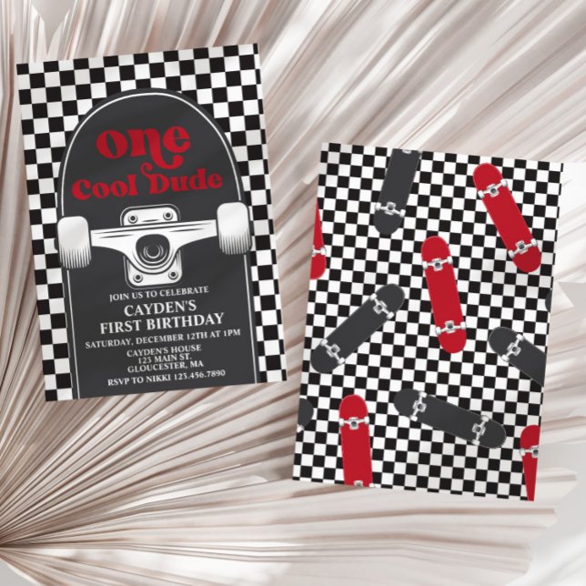 Skateboard 1 Coola 1:a födelsedagsinbjudan Inbjudningar (Skapare uppladdad)