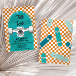 Skateboard 2 rad 2 födelsedag inbjudningar