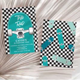 Skateboard 2 radbyte 2:a födelsedagsinbjudan inbjudningar