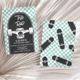 Skateboard 2 radbyte 2:a födelsedagsinbjudan inbjudningar