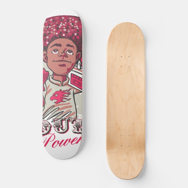Skateboard 8 1/2" – YOUTH Power Afro & Boombox  (Framsida)