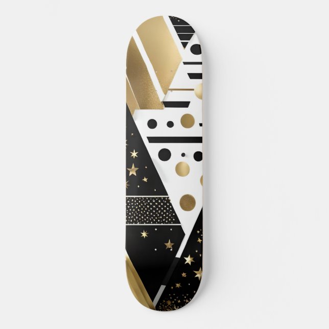 Skateboard abstrakt guld och Svart triangles (Framsida)