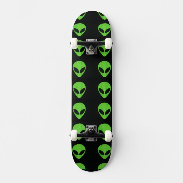 Skateboard Alien Ansikte-Grönt (Framsida)