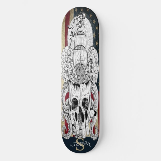 Skateboard American Nautical GIRLY Skull (Framsida)