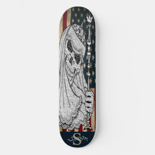 Skateboard American SMILING GIRLY Skull