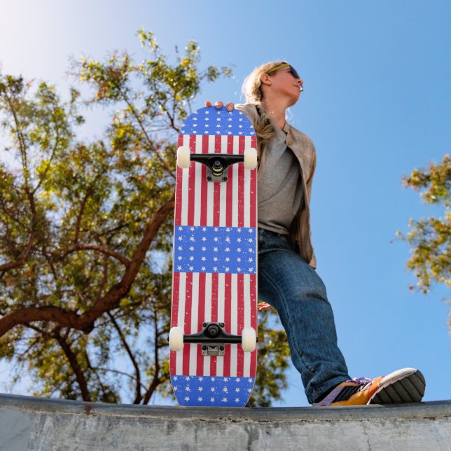 Skateboard Amerikansk Flagga Stjärnor Ränder Patri (Utomhus 1)
