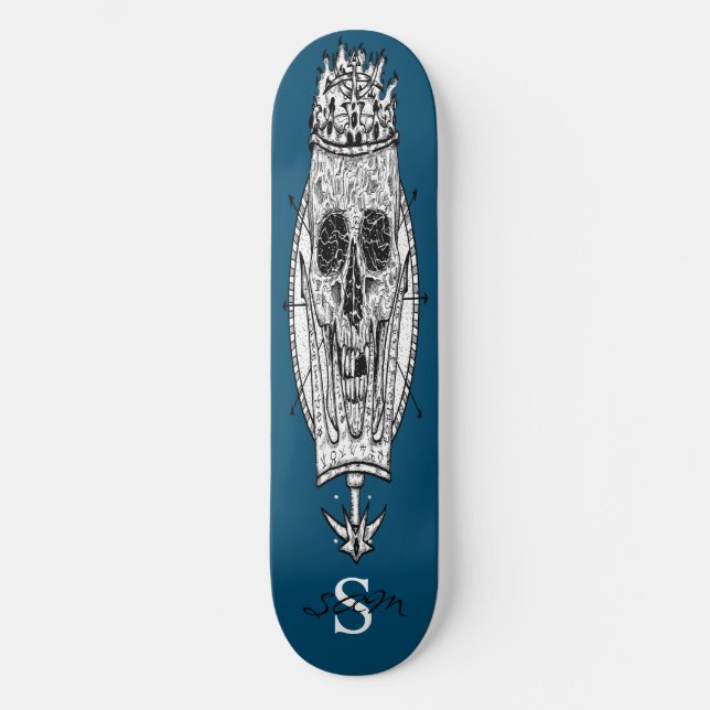 Skateboard Anpassningsbar Blue Skeleton Nautical K (Framsida)