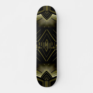 Skateboard Art Deco Black Guld Bräda 20,5 Cm