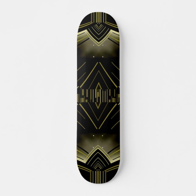 Skateboard Art Deco Black Guld Bräda 20,5 Cm (Framsida)