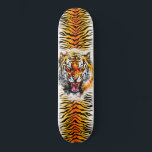 Skateboard Art-Snarning Tiger med Rand<br><div class="desc">Tiger på försvaret med snaror på ett 8, 5-tums skatebord. Finns även i mindre storlekar.</div>