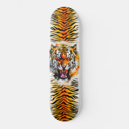 Skateboard Art-Snarning Tiger med Rand