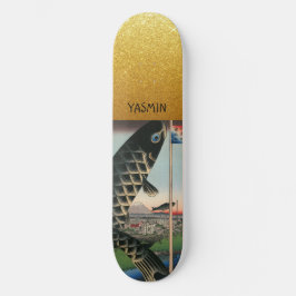 Skateboard Asian Art Personlig Guld