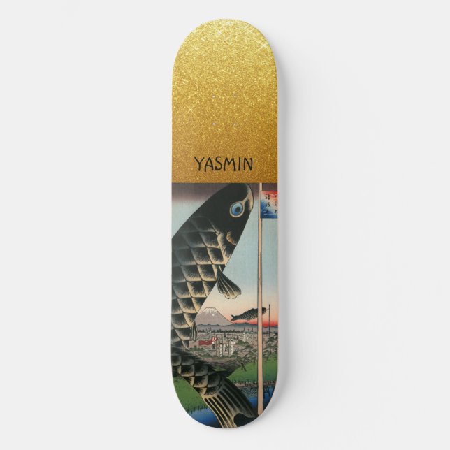 Skateboard Asian Art Personlig Guld (Framsida)