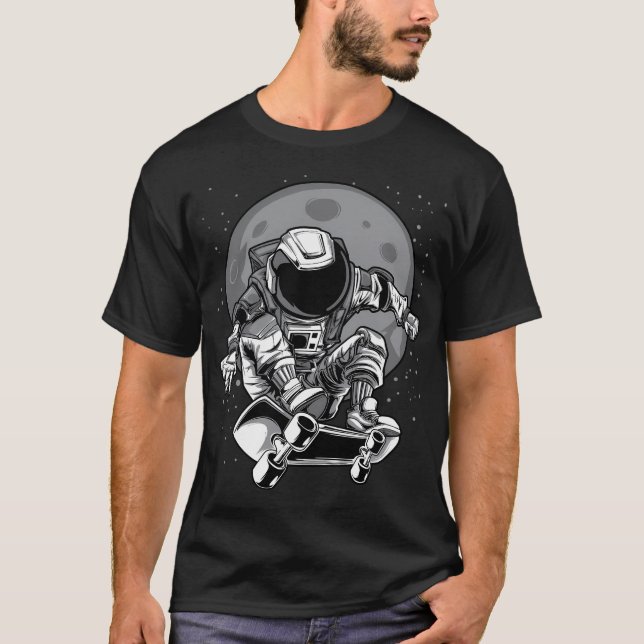 Skateboard Astronaut Art T Shirt (Framsida)