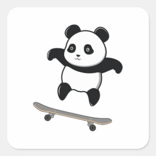 Skateboard baby Panda Fyrkantigt Klistermärke