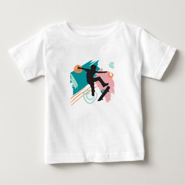 Skateboard Baby T Shirt (Framsida)