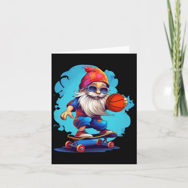 Skateboard Basketball Gnome-familjens julpajam Kort (Framsida)
