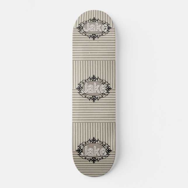 Skateboard Beige Black Rand (Framsida)