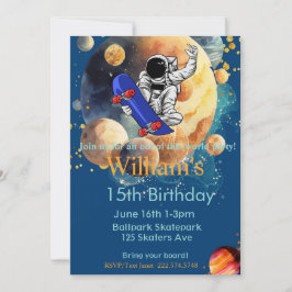 Skateboard Birthday, Astronaut Birthday, Space Inbjudningar