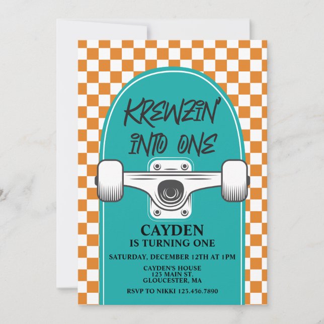 Skateboard Birthday Inbjudningar (Framsida)