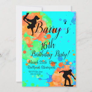 Skateboard Birthday Inbjudningar