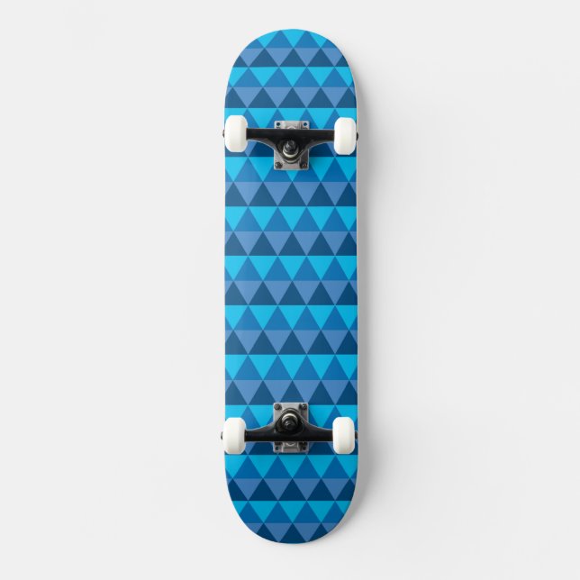 Skateboard - Blå geometriska trianglar (Framsida)